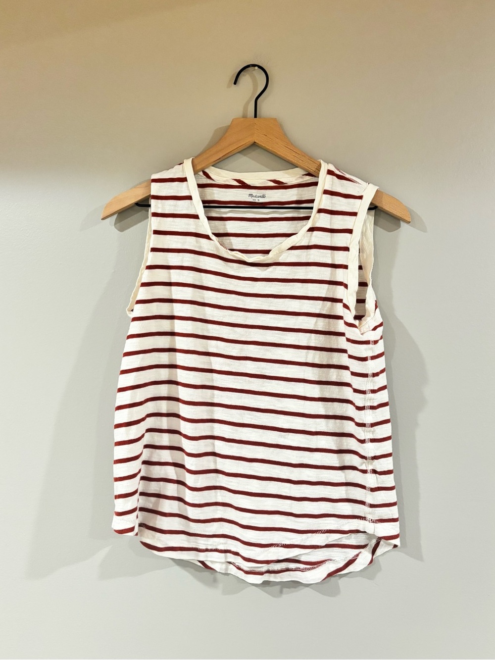 Madewell Tank top striped red and white size small 100% cotton